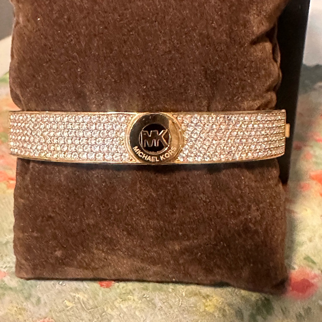 Michael Kors Gold Bangle With Pav Crystals